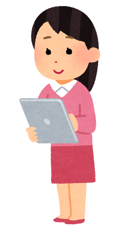 無料イラスト かわいいフリー素材集 いろいろなタブレットを使う人のイラスト