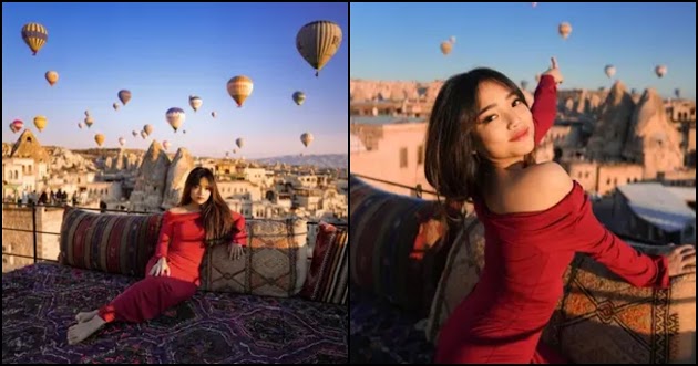 10 Potret Fuji di Cappadocia Menawan Pakai Gaun Merah, Tampil Lebih Dewasa