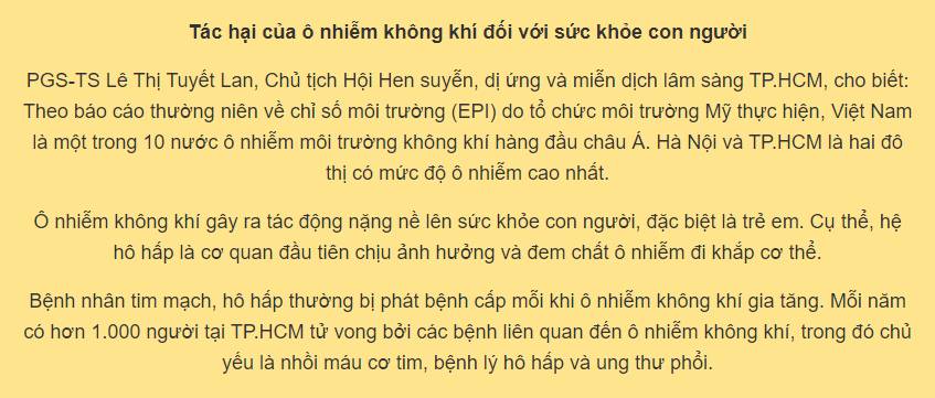 Nhiều phương án kiểm soát ô nhiễm không khí ở TP.HCM