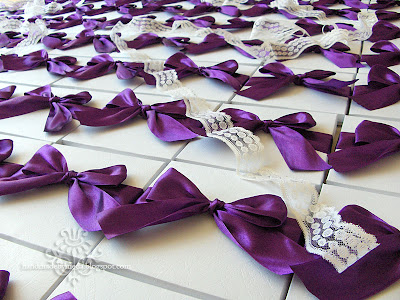 Imagine 275 Wedding Invitations in Boxes Tied with Purple Satin Ribbon 