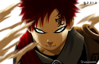 gaara naruto kanji cool shippuden of the desert sand