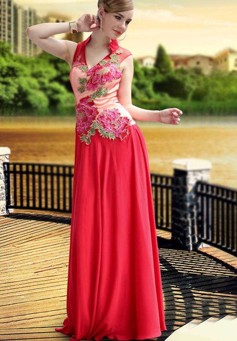 long floral evening dress