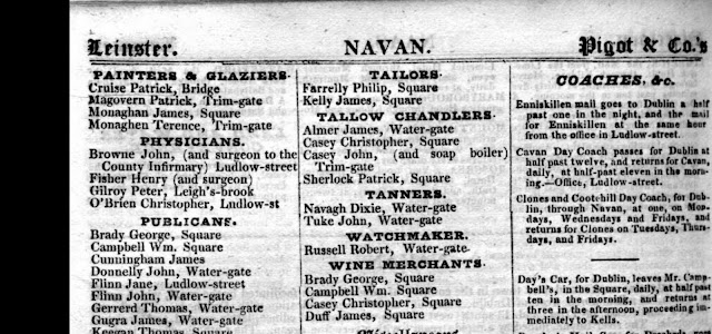 Physicians in Navan , Pigot Directory 1824, Peter Gilroy M.D.
