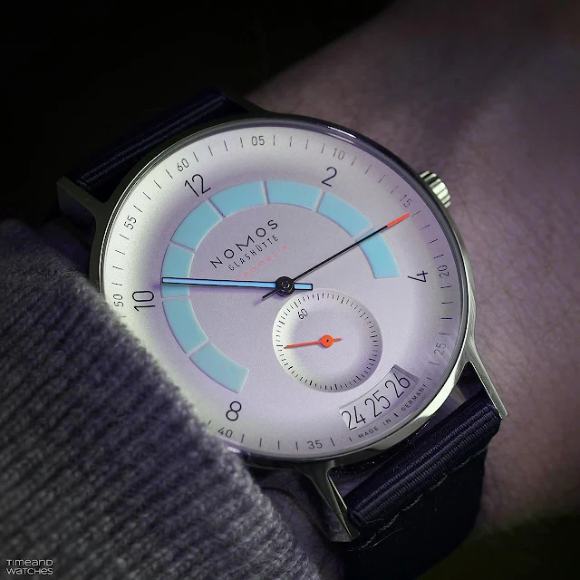 Wristshot of the Nomos Glashütte Autobahn Ref. 1301