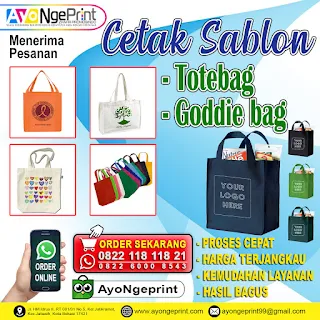 Cetak Sablon Tas Totebag dan Goodie Bag Murah di Ciambar, Sukabumi