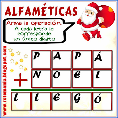 Alfamética, Criptoaritmética, Criptosuma, Criptograma, Navidad, Matemáticas y Navidad