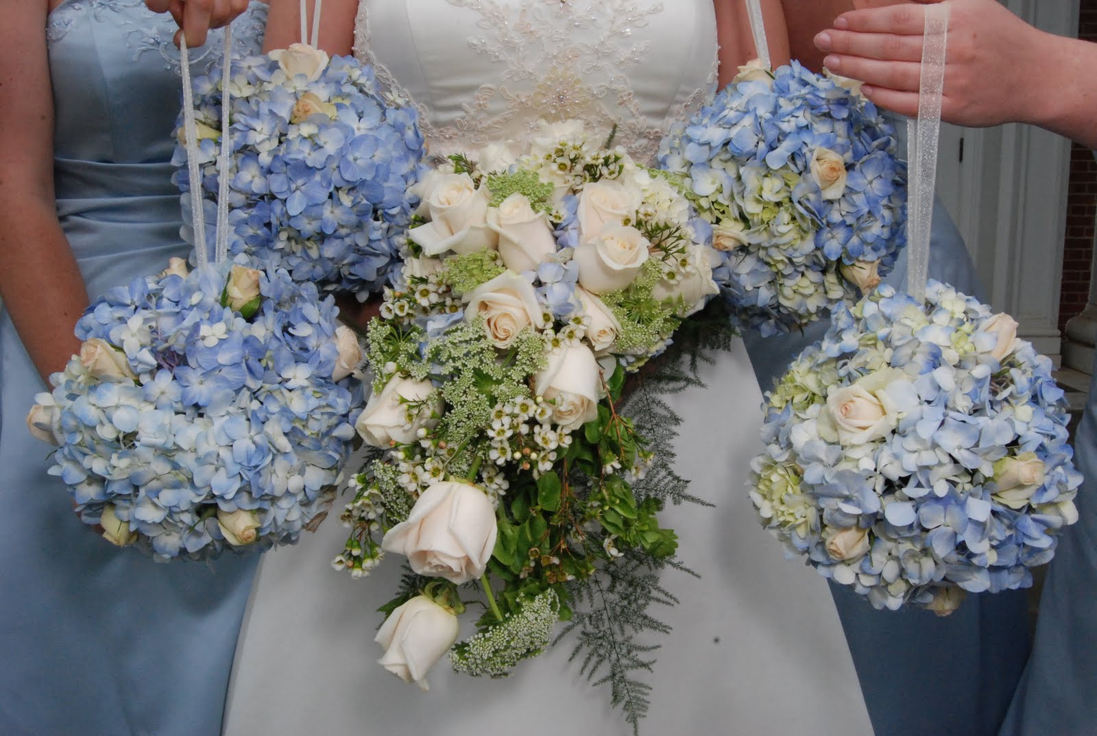 from Megan39;s wedding. The bridesmaids all carried blue hydrangea 