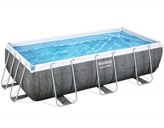 Bestway 13ft 3” Power Steel Rattan Rectangular Pool Set