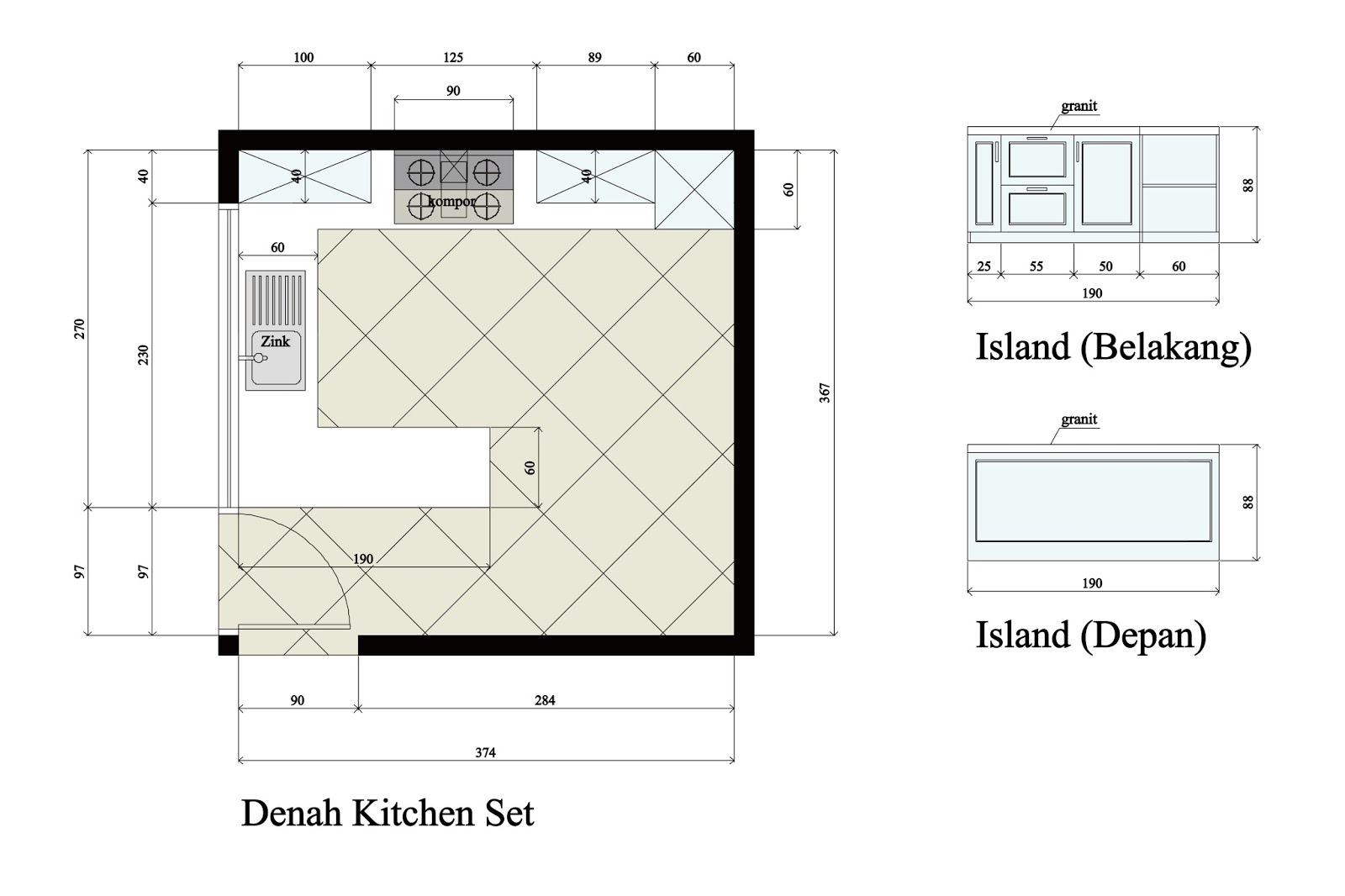 IDEsign arsitektur Lemari  dapur  Berbentuk Letter  U 