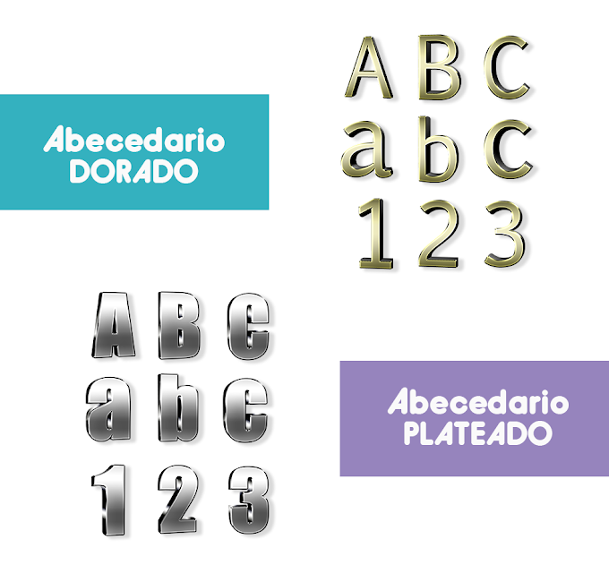 Abecedarios en plata y dorado HD png