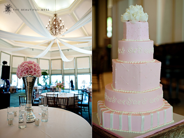 Pink Wedding Reception Motiff And Elegant Wedding Cakes