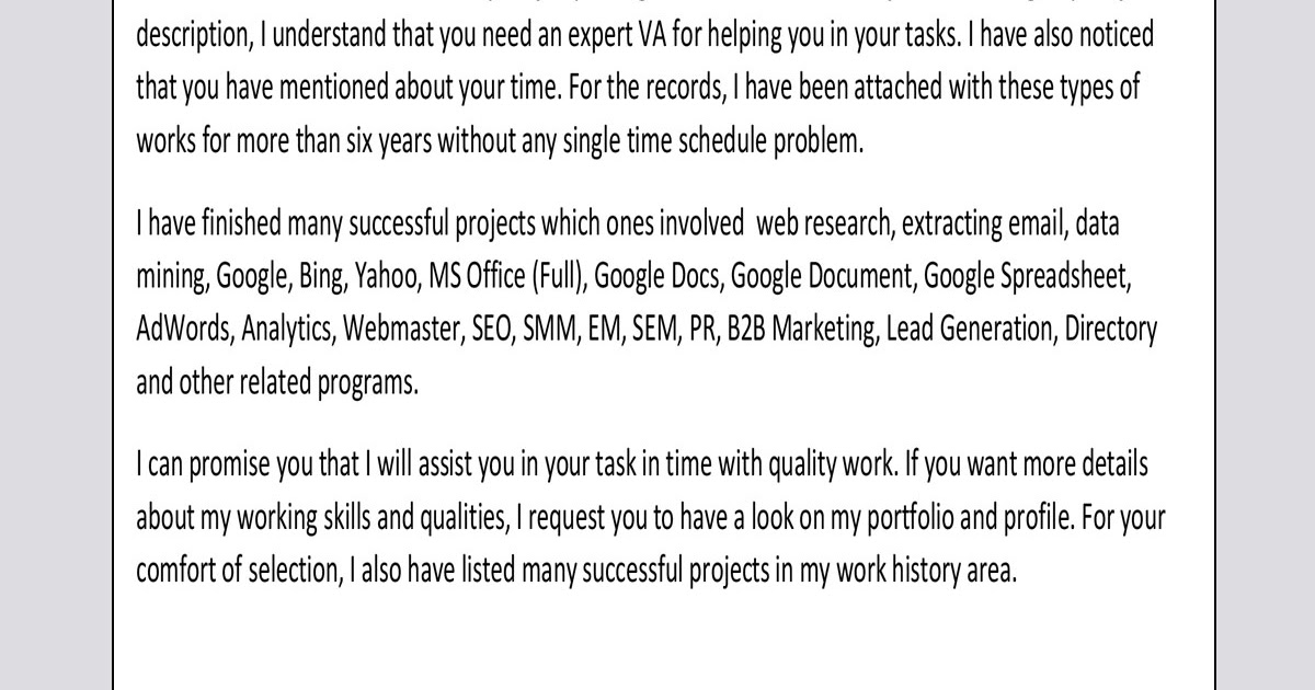Sample Cover Letter Upwork - Top Sample n