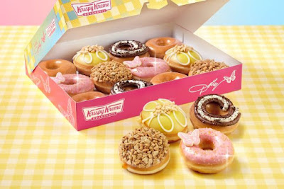A dozen of Krispy Kreme's Dolly Parton Donuts.
