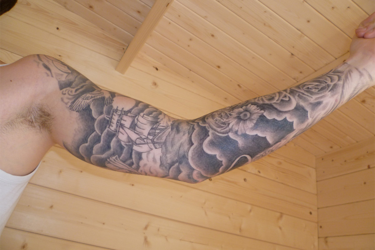 Clouds Arm Sleeve Tattoo Designs