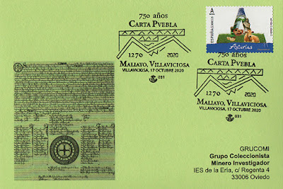 filatelia, tarjeta, matasellos, Carta Puebla, Villaviciosa