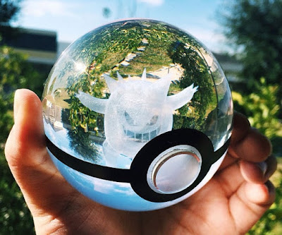 Crystal Laser Engraved Pokeball Pokemon Night Light