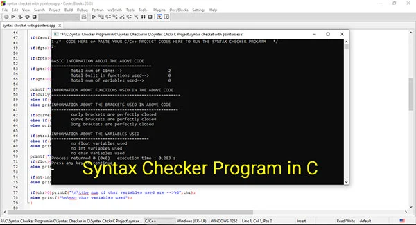 Syntax Checker Program in C With Source Code
