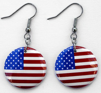 1776 american flag. American Flag Button Earrings