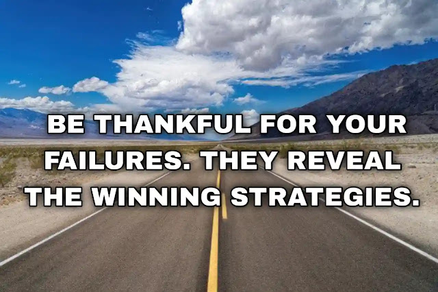 Be thankful for your failures. They reveal the winning strategies.