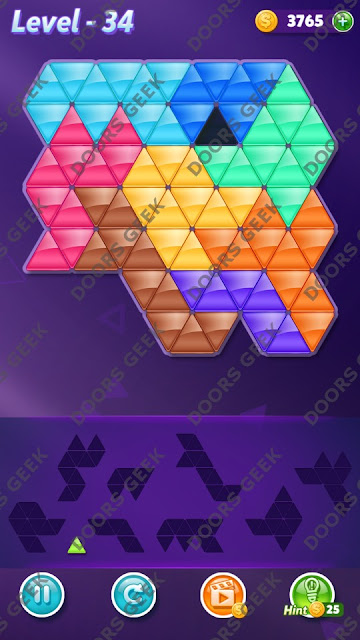 Block! Triangle Puzzle 9 Mania Level 34 Solution, Cheats, Walkthrough for Android, iPhone, iPad and iPod