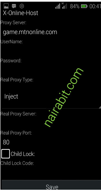 MTN GAME free150mb working Psiphon settings1
