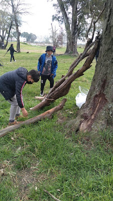 Foto 15: Alumnos armando su refugio.