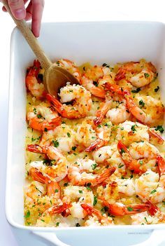 You will love this crunchy Garlicky Shrimp Bake recipe! Delicious and ready to serve in about 20 minutes! The perfect weekday meal!