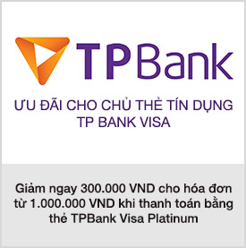 Giảm thêm 20%,  khi sử dụng thẻ tín dụng TPBank khi thanh toán.