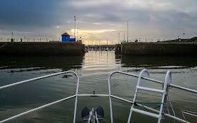 Photo of Ravensdale in Maryport Basin about to enter the gate to the marina