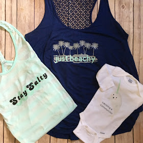 Add a beachy saying to a plain t-shirt with Cricut Iron On Vinyl and an Easy Press!