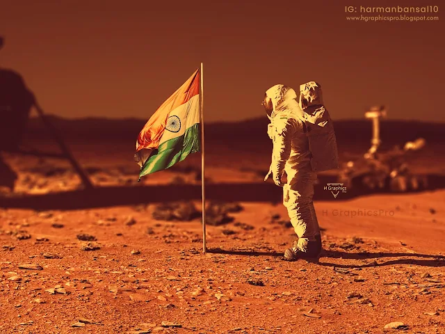 India Landing to the Mars Artwork photoshop manipulation, wallpaper, india, isro, indian space research organisation, isro wallpaper, india astronaut, mars, landing on mars, rover, rocket, photoshop manipulation, creative ideas, imagination, digital Artwork, hgraphicspro, H GraphicsPro, Hd