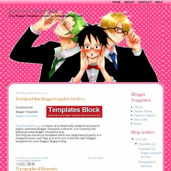 Elegant One Piece blogger template converted from wordpress theme to blogger. cartoon template blogger