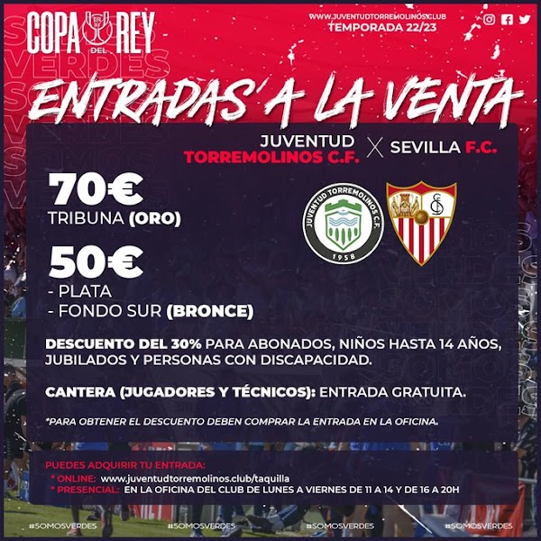 El Juventud de Torremolinos - Sevilla de Copa ya tiene precio: de 50 a 70€