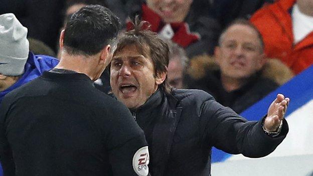 Frustrated Conte sent off during Chelsea 1-0 win over Swansea