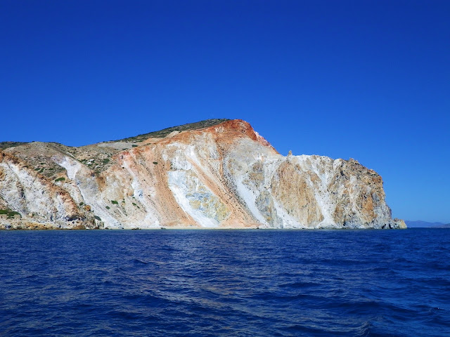 view of milos island during the boat tour