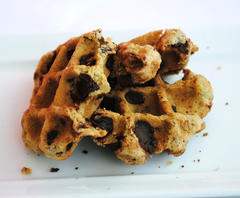 waffle iron brownies. Being baked in a waffle iron