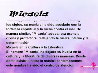 ▷ Significado del nombre Micaela