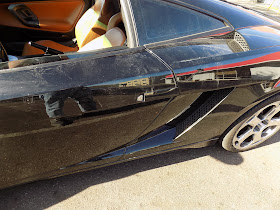 Vandalism on 2005 Lamborghini Gallardo before repairs at Almost Everything Auto Body.