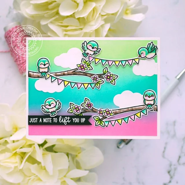 Sunny Studio Stamps: Little Birdie Card by Vanessa Menhorn (featuring Balloon Rides, Chickie Baby)