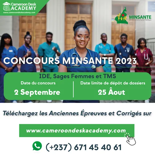 Concours MINSANTE - IDE -SAGE FEMME - TMS - AIDES SOIGNANTES 2023