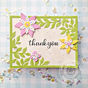 Sunny Studio Stamps: Botanical Backdrop Die Floral Everyday Greetings Thank You Card by Franci Vignoli