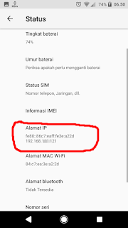 alamat ip adress di about phone android