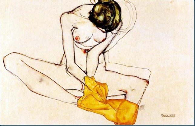 Schiele - Sitzende mit gelben Tuch - 1910