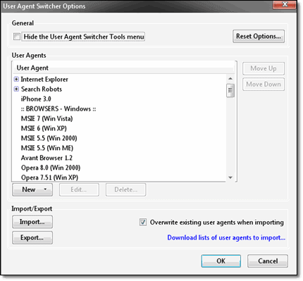 merubah user agent useragent switcher