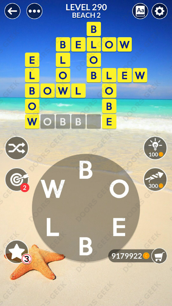 Wordscapes Level 290 answers, cheats, solution for android and ios devices.