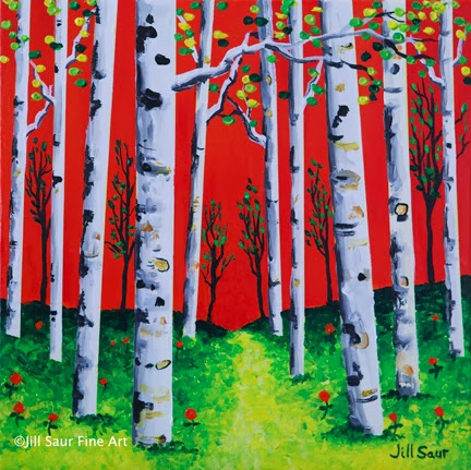 birch tree painting