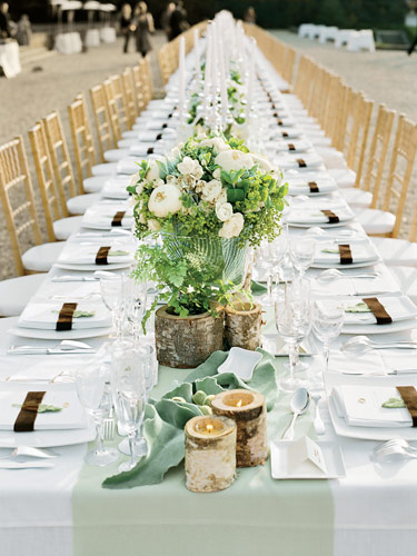 For smaller weddings one long table utilizing both sides would make the 