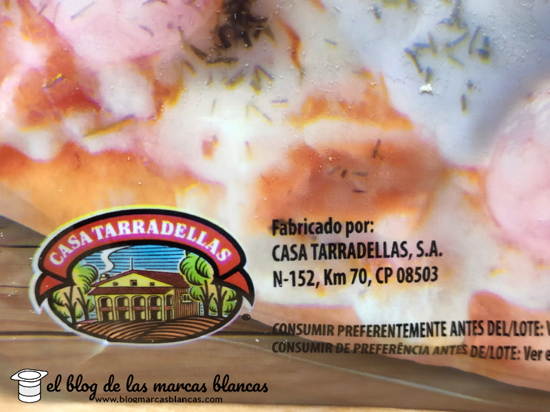 Casa Tarradellas fabrica la Pizza congelada de salmón y gambas HACENDADO (Mercadona) en El Blog de las Marcas Blancas