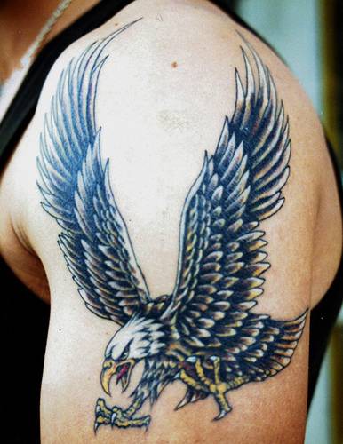 Tribal Eagle Animal Tattoos Design On Arm For Men