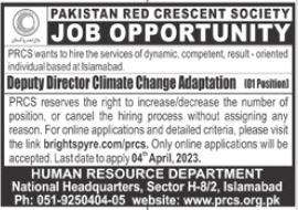 Announcement Jobs at Pakistan Red Crescent Society